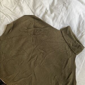 Massimo Dutti Italian Wool Green Ribbed Turtleneck Top